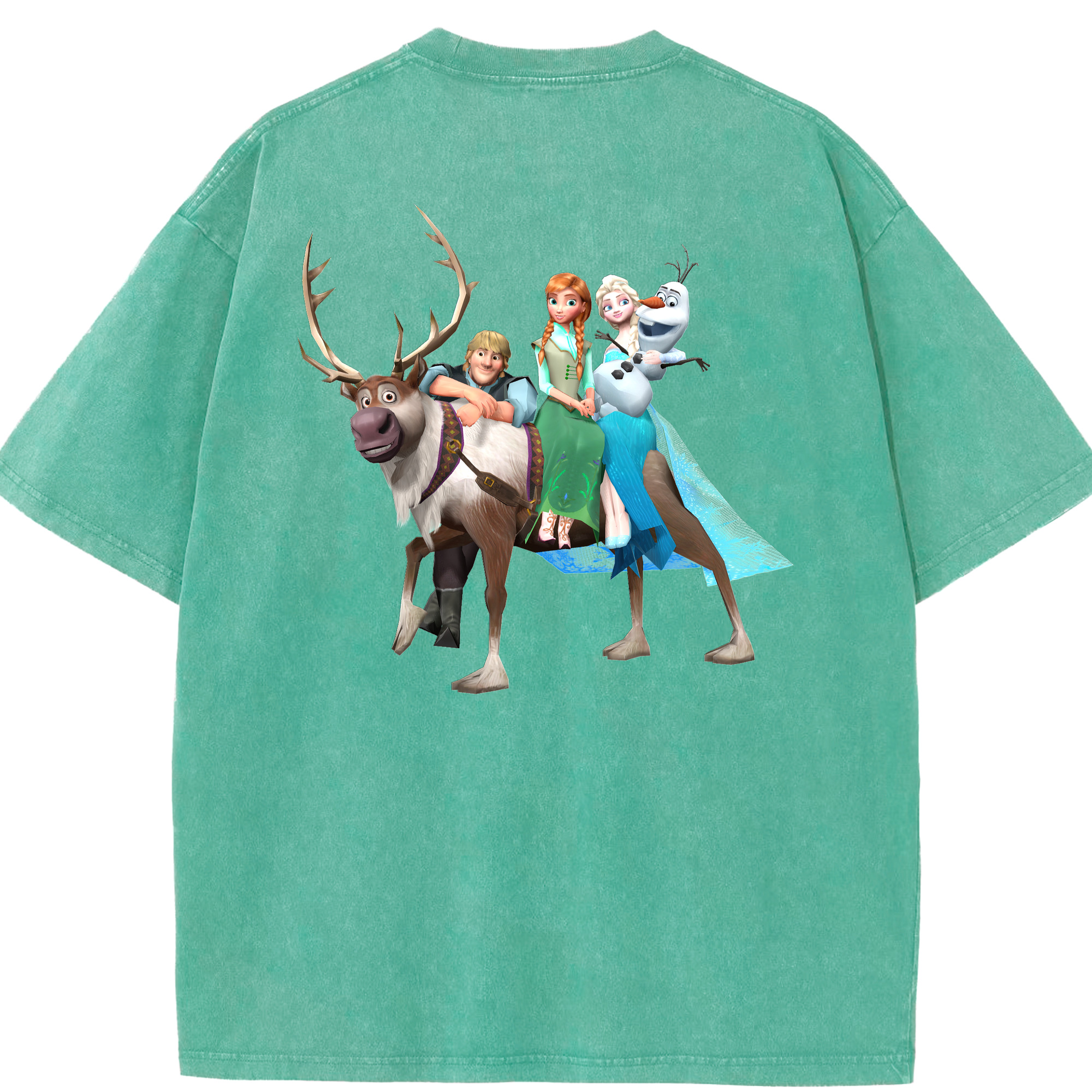 （画像用） アナと雪の女王 アンナ エルサ Frozen Anna Elsa 綿100% ヴィンテージ風 半袖Tシャツ（背面プリント）